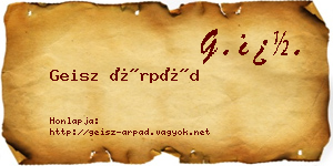 Geisz Árpád névjegykártya